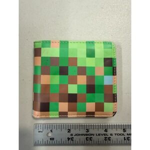 Minecraft Grass Block‎ Pixelated Bifold Wallet Green Brown Gaming Accessory